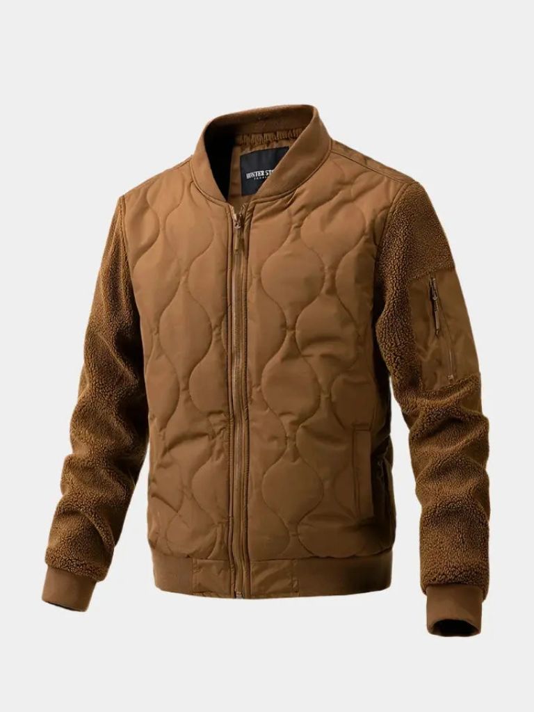 Leviana Padded Sherpa Sleeve Bomber Jacket