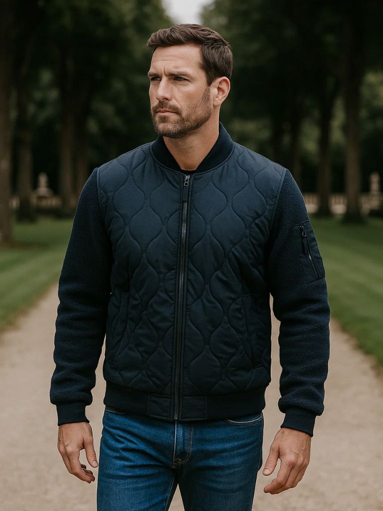 Leviana Padded Sherpa Sleeve Bomber Jacket