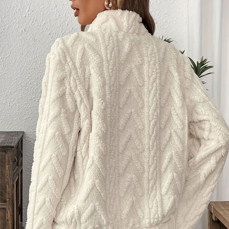 Sweatshirt with Half Zip and Fluffy Pocket