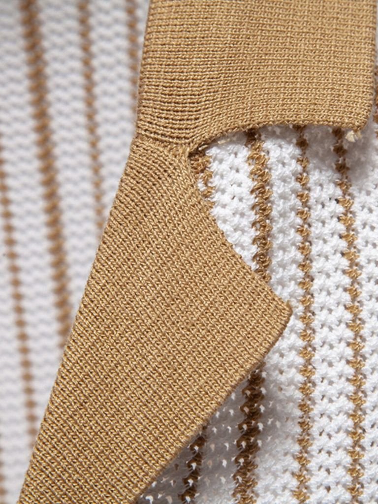 Striped Knit Polo - Leviana