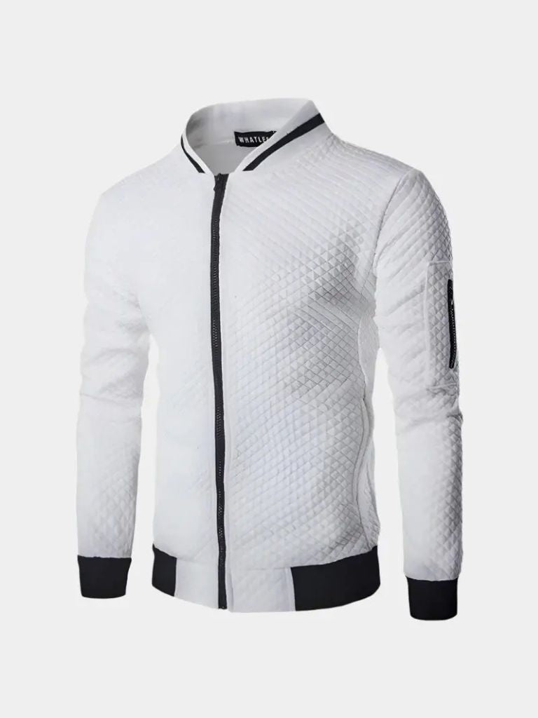Leviana Casual Textured Bomber Jacket