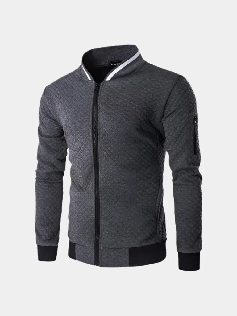 Leviana Casual Textured Bomber Jacket