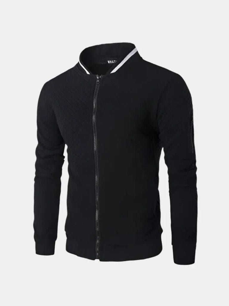 Leviana Casual Textured Bomber Jacket