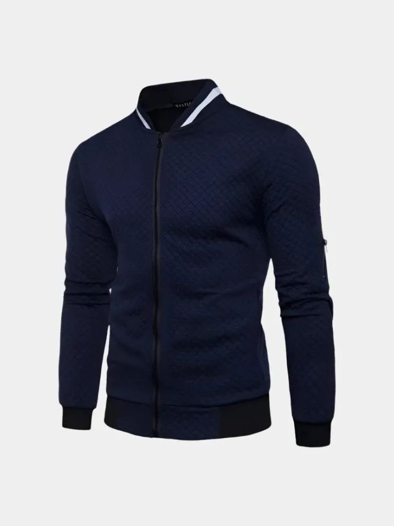 Leviana Casual Textured Bomber Jacket