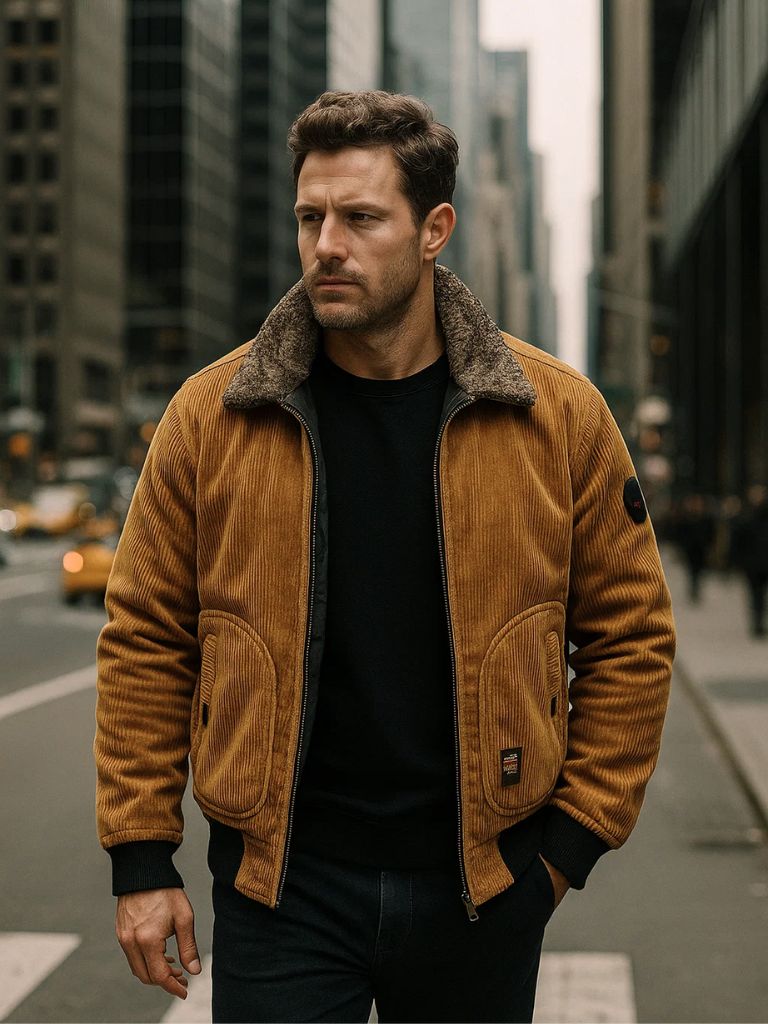 Leviana Corduroy Thermal Windbreaker Jacket