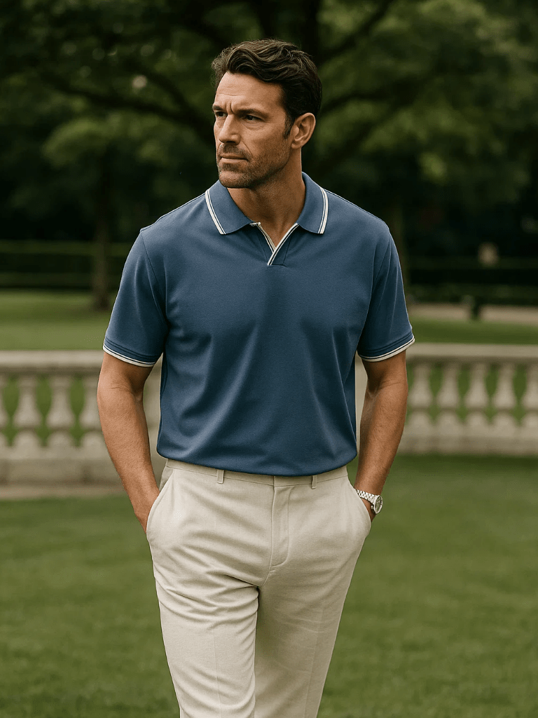 Timeless Black V-Neck Polo - Leviana