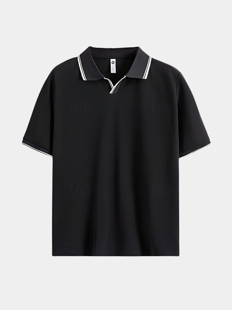 Timeless Black V-Neck Polo - Leviana