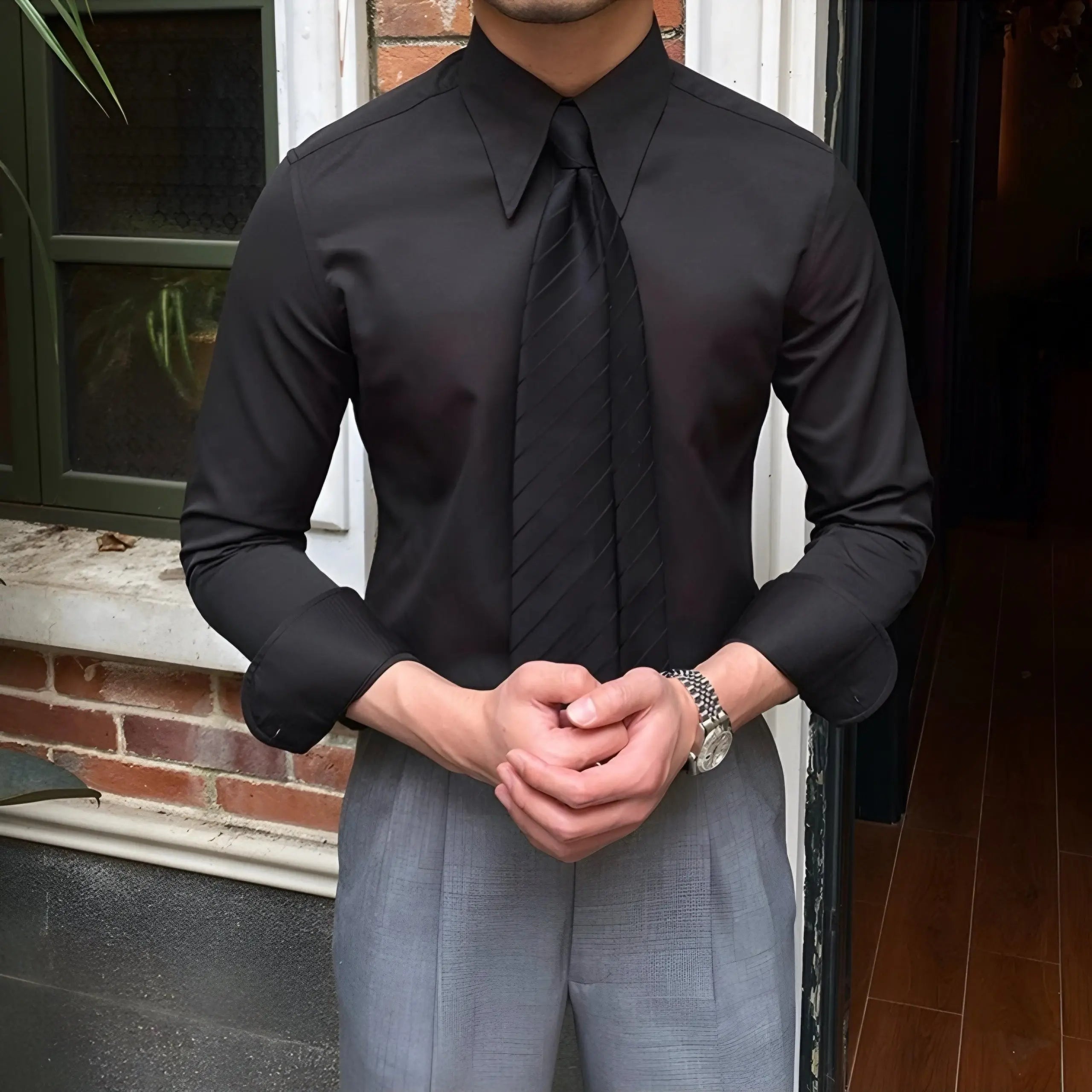 Leviana Elegant Pointed Collar Shirt