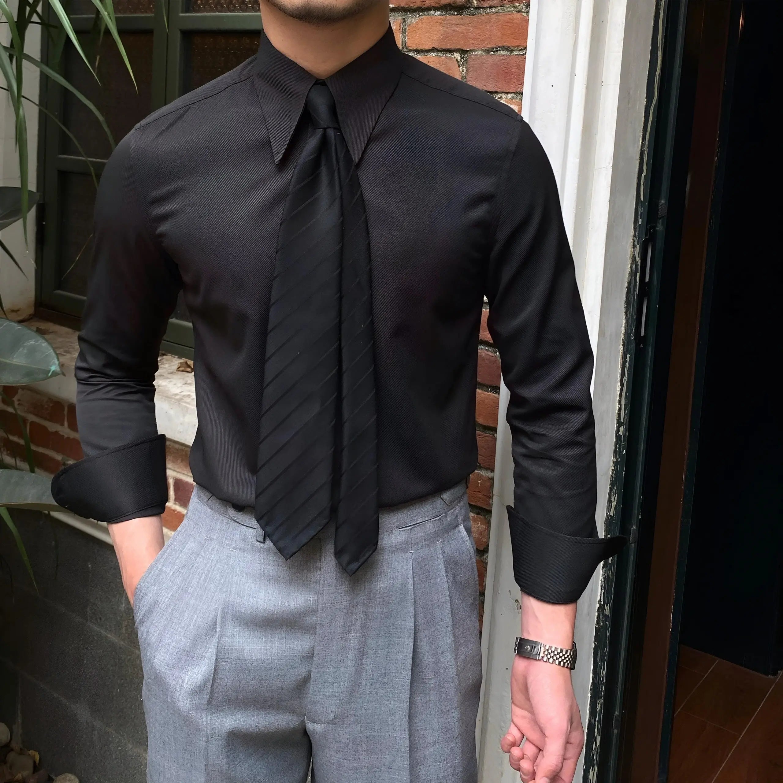 Leviana Elegant Pointed Collar Shirt