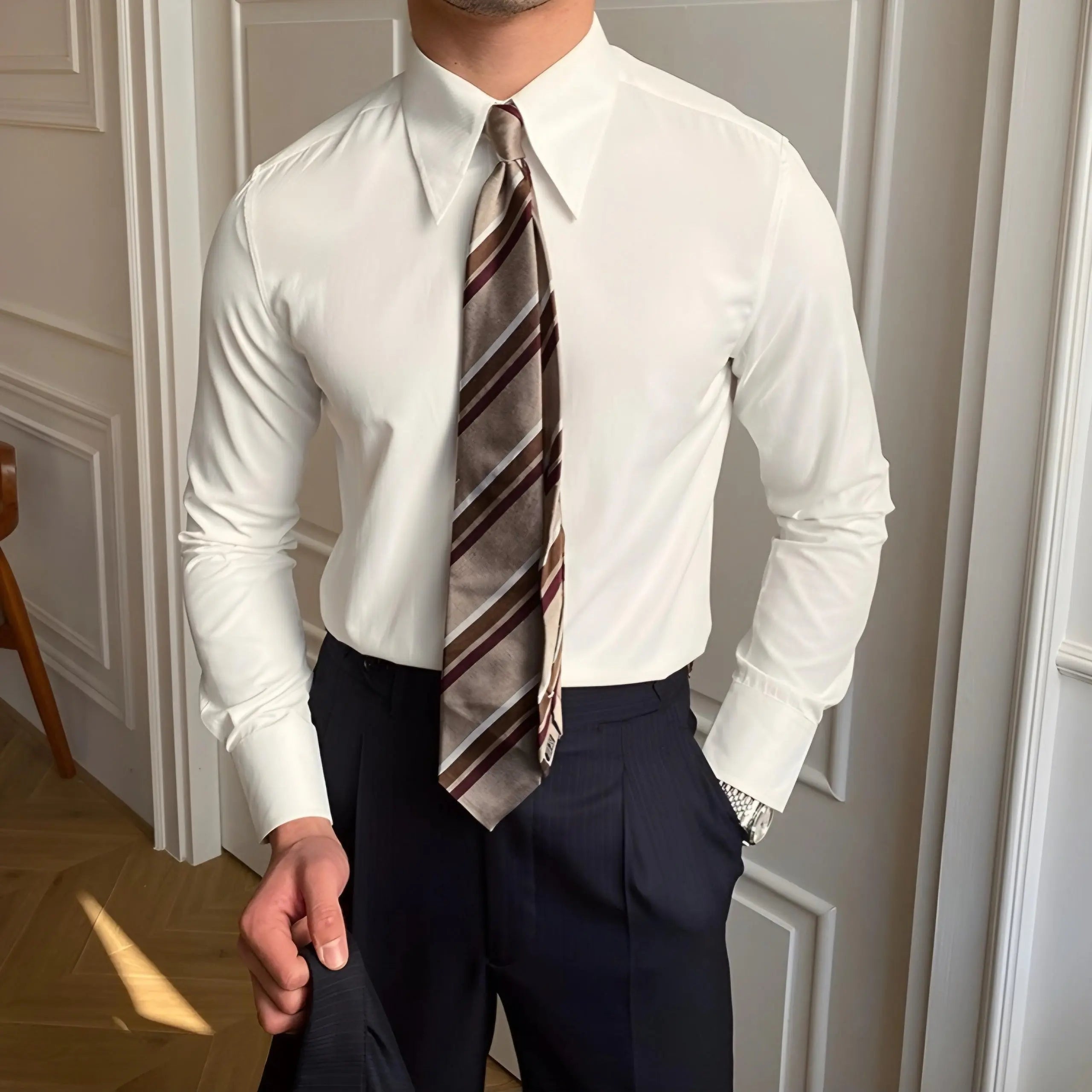 Leviana Elegant Pointed Collar Shirt