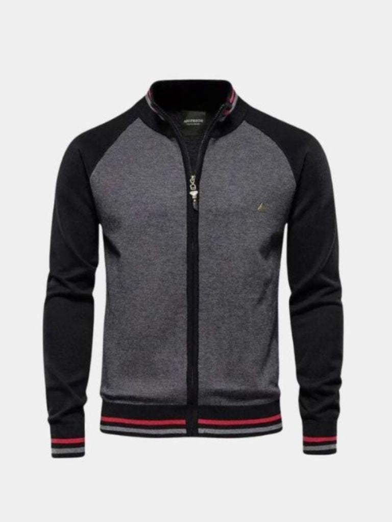 Vibrant High-Neck Wool Cardigan with Zipper - Leviana