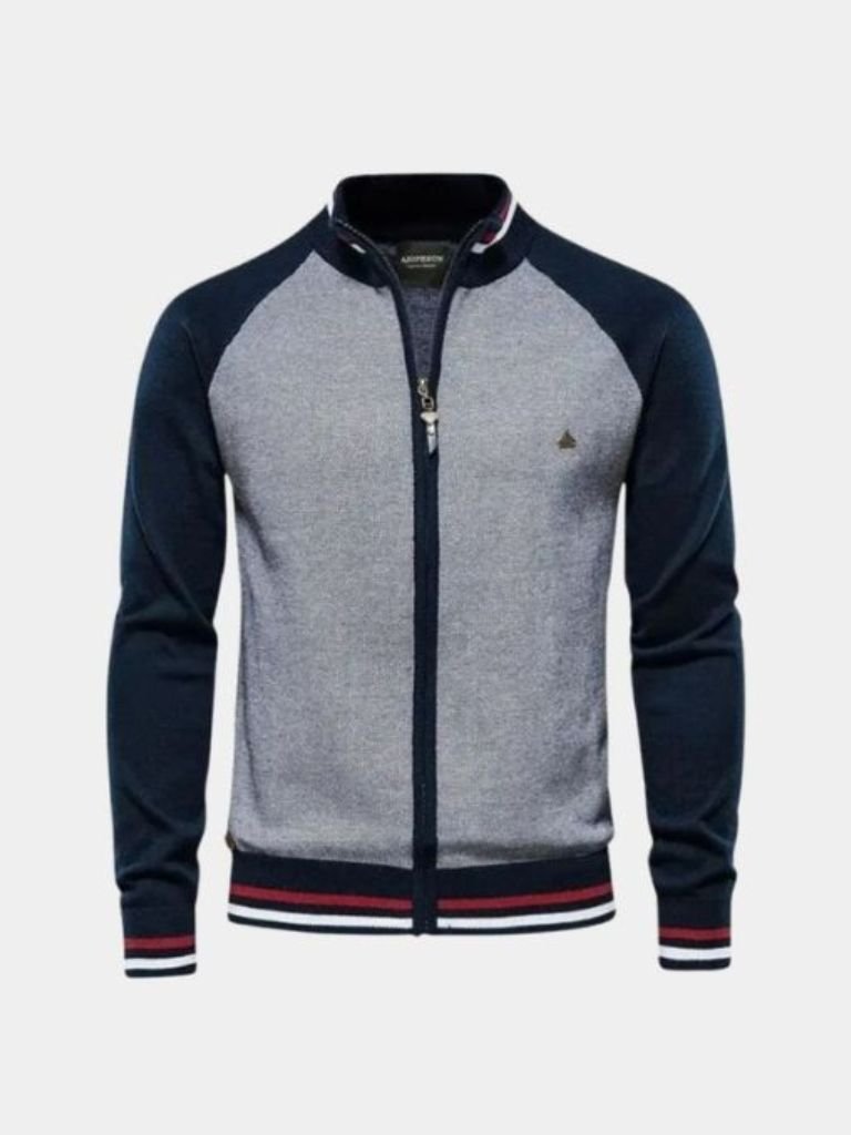 Vibrant High-Neck Wool Cardigan with Zipper - Leviana
