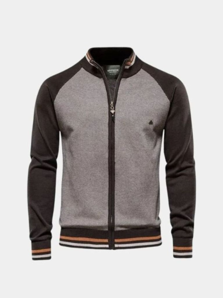 Vibrant High-Neck Wool Cardigan with Zipper - Leviana