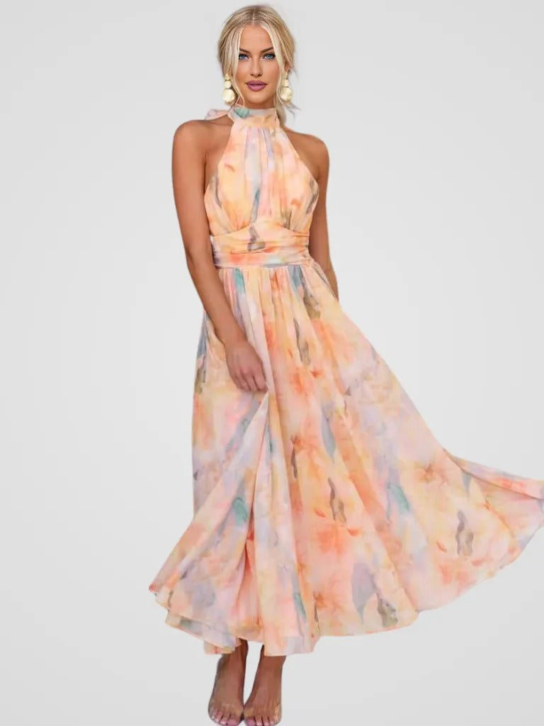PEACH FLOWER DRESS